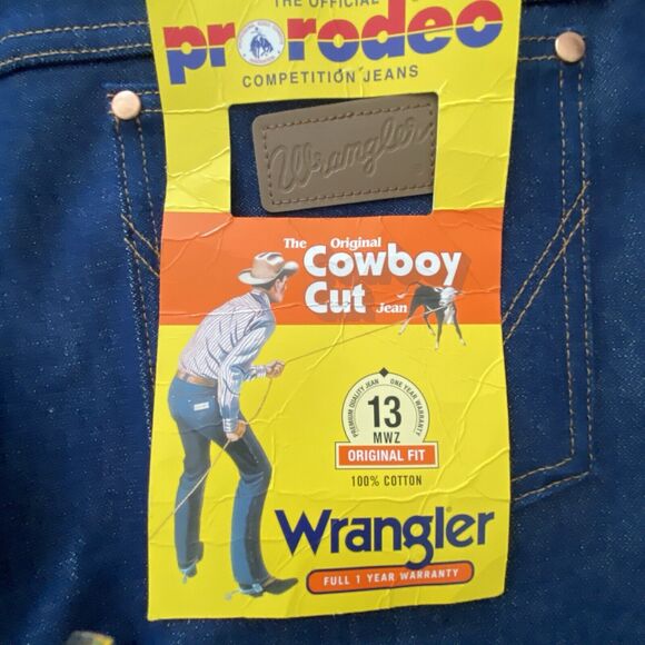 Vintage Wrangler 13mwz Jeans cowboy Cut 38x34 Pro rodeo western Deadstock NOS - Picture 5 of 9